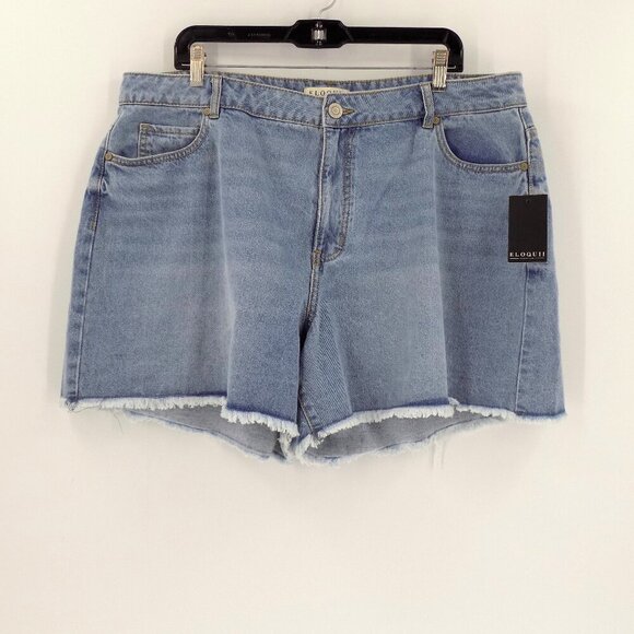 Eloquii Denim High rise Shorts Size 16 Frayed hem Light wash - Picture 1 of 5